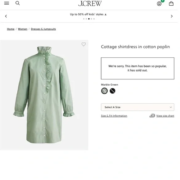 NWT J. Crew Cottage Shirt Dress in Cotton Poplin Green Long Sleeve Mini Womens 0 - Picture 6 of 6